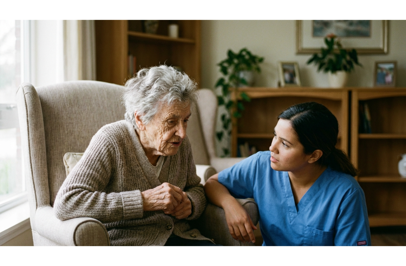 a carer speaking to a senior
